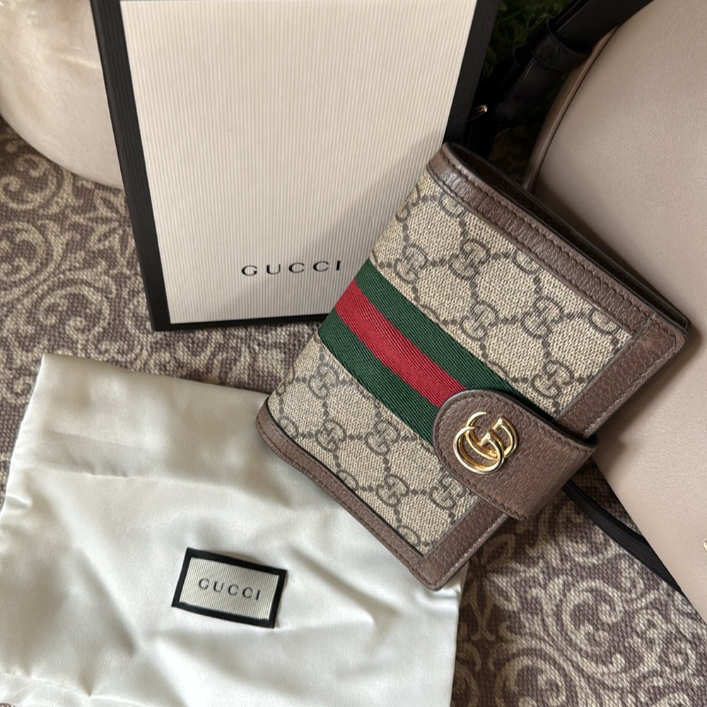 Gucci GG Supreme Monogram Web Ophidia Passport Case W/ COA BOX+DUST BAG - Picture 2 of 16
